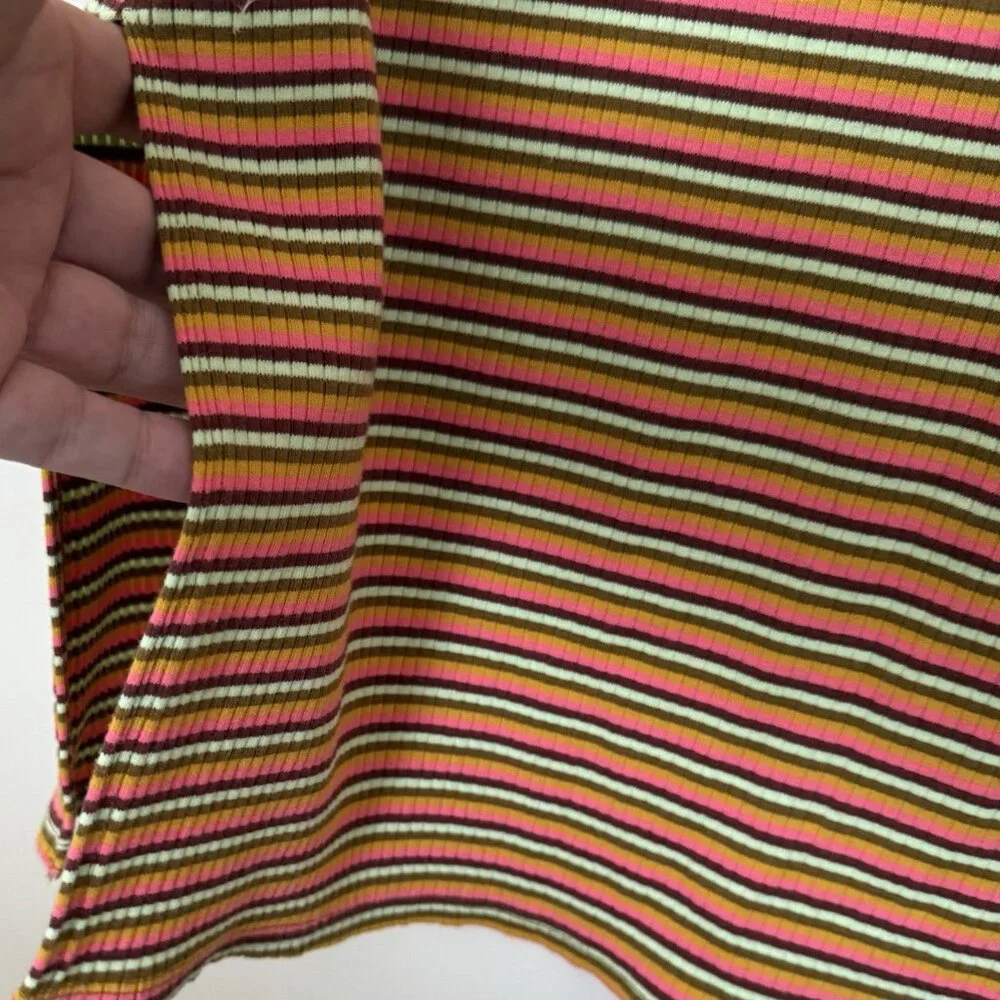 Aerie Ribbed Knit Midi Skirt Sz XL Side Slits Striped Bodycon Sexy Stretchy Boho